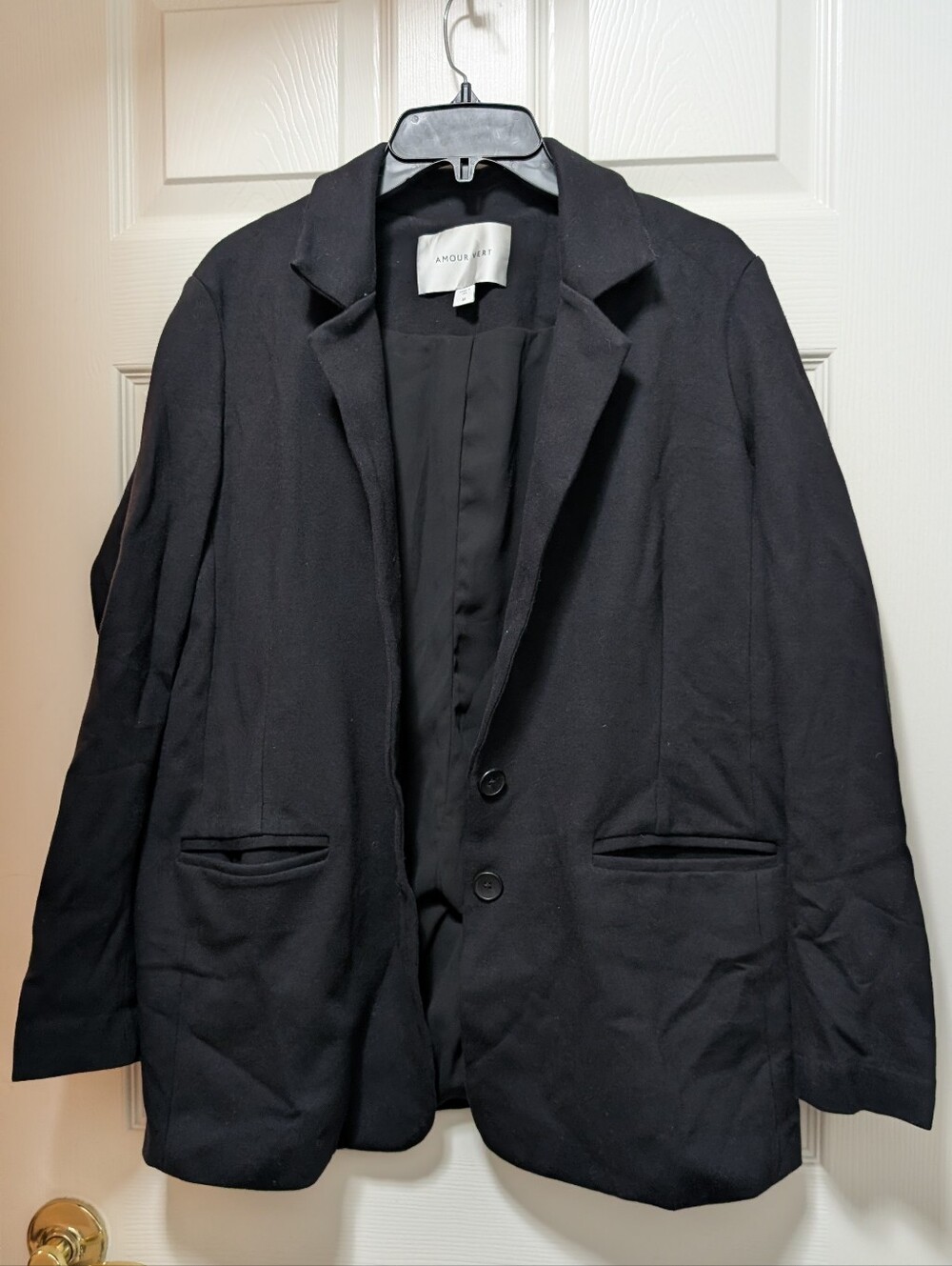 Amour Vert Cotton Blazer in Black Size Medium M